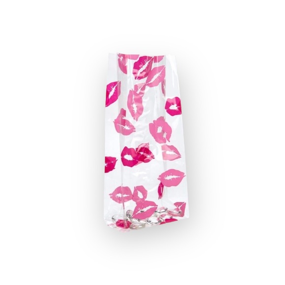 new 20 Smooches Pink Lips Print Kiss Cello Bags ᨎ Food Grade Cellophane 3“x 7.5“ - Picture 14 of 16